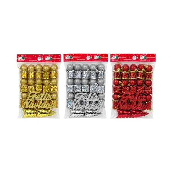 Set de adornos navideños 3 cm x36 unidades colores surtidos