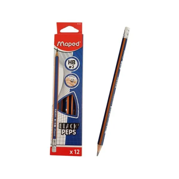 Lápiz grafito con goma Maped black peps navy hb