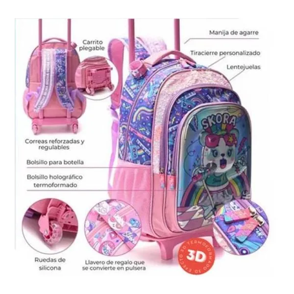 Mochila carro pets pantastic con llavero 32x45x15 cm 18 pulg