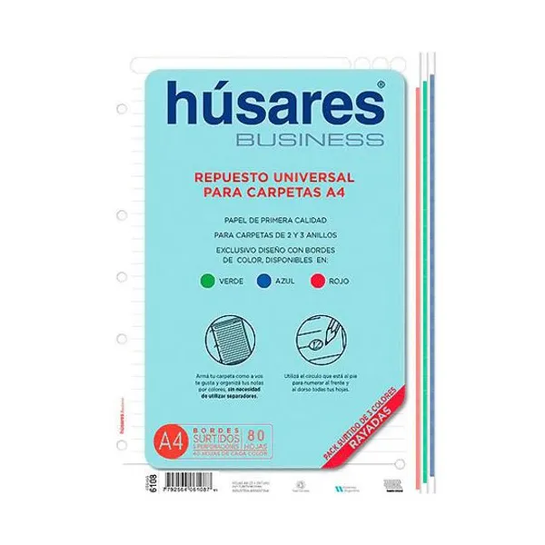 Repuesto husares business multiset tamaño a4 x80 hs.cuaderno 70 g