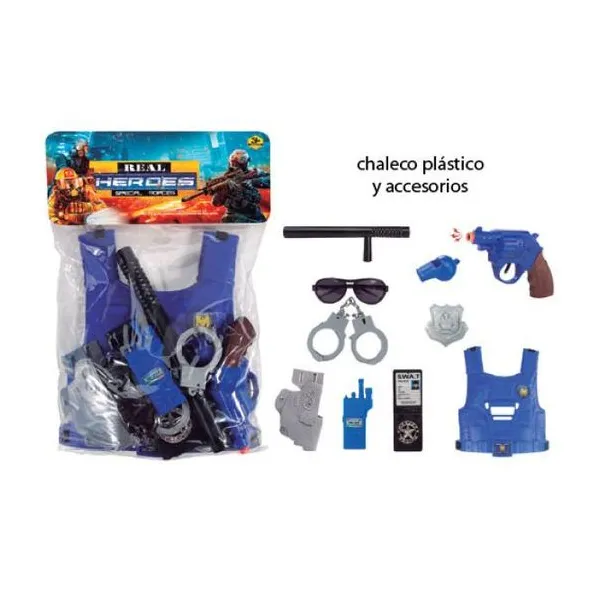 Disfraz de policia con accesorios.