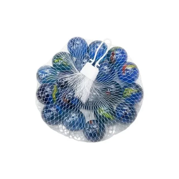 Canicas bolon de vidrio 25 mm azul petalos red x12