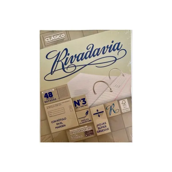 Repuesto esc.rivadavia tamaño carta clásico extra bco.x 48 hs.raya sin banda