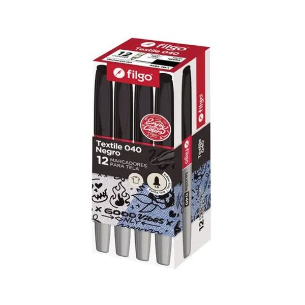 Marcador para tela 1 mm textile 040 negro caja x12 Filgo