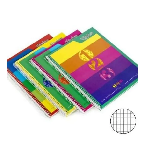 Cuaderno 21x27 cm cuadriculado 60 hojas tapa dura con espiral 123 Triunfante 431227
