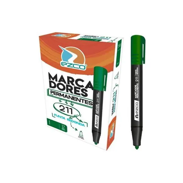 Marcador permanente 211 verde caja x12 Ezco