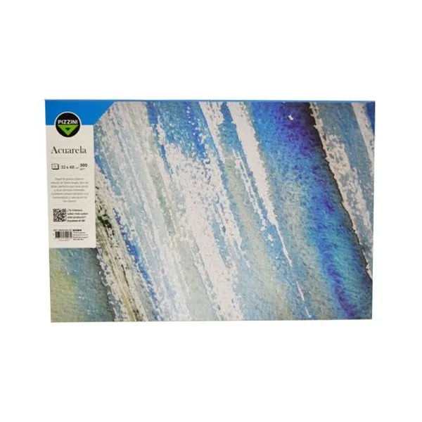 Block de dibujo 32x48 cm para acuarela 300 g 12 hojas emblocado Pizzini - pbacuax12f