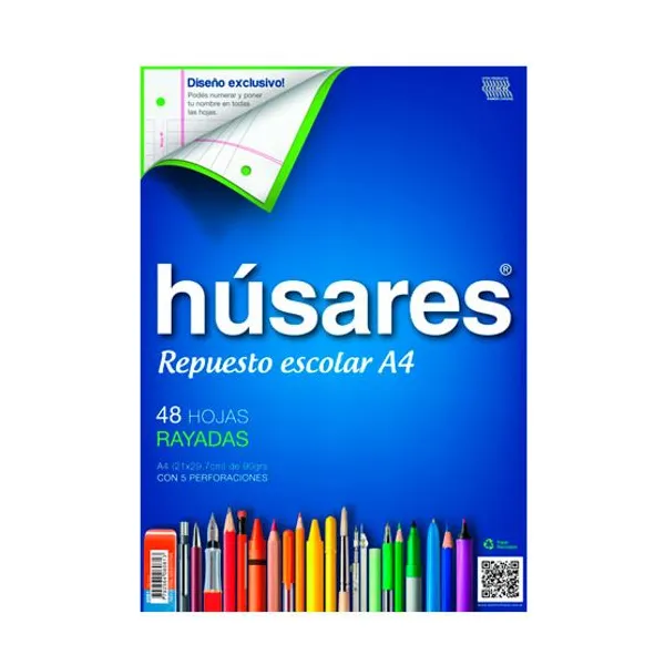 Repuesto husares tamaño a4 x48 hs.ray. 90 g