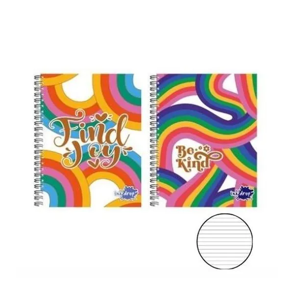 Cuaderno 16x21 cm rayado 100 hojas tapa dura con espiral rainbow x1 inkdrop