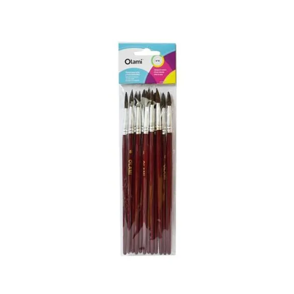 Pincel escolar n.° 8 redondo pony x12 unidades olami