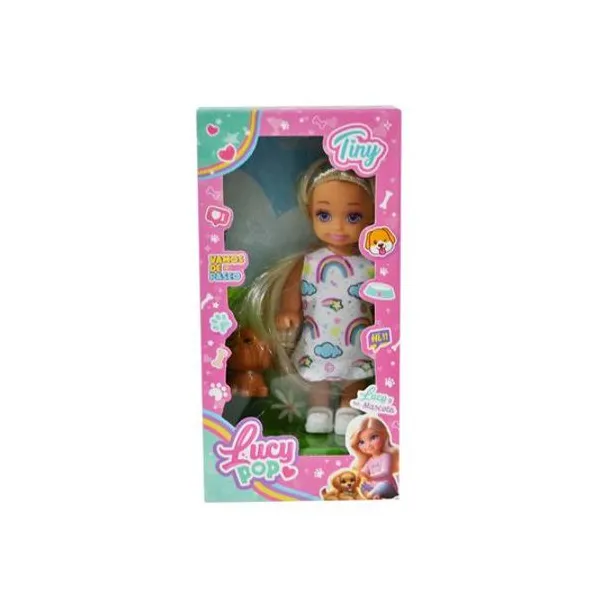 Muñeca lucy pop Tiny con mascota en caja 8x16 cm modelos surtidos