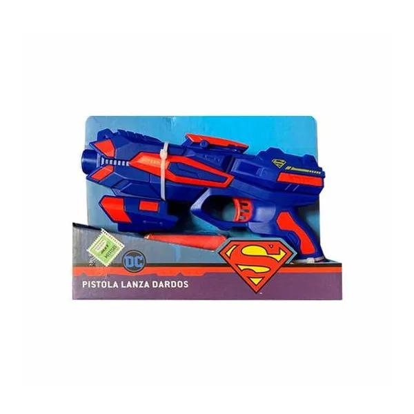 Pistola lanza dardos superman en caja 20x16x5 cm