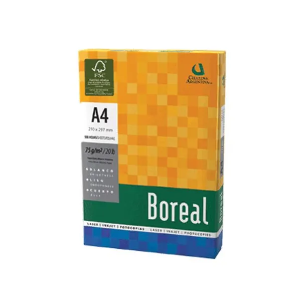 Resma papel boreal a4 75 grsx 500 hs.