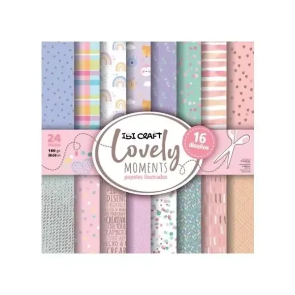 Papel para scrap ibi craft lovely 30 x30 cm160 grsx 24 hjs.
