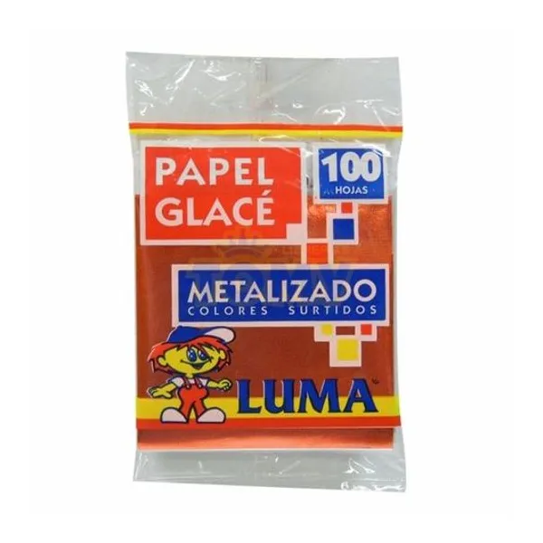 Papel glace metalizado taco 100 unidades luma