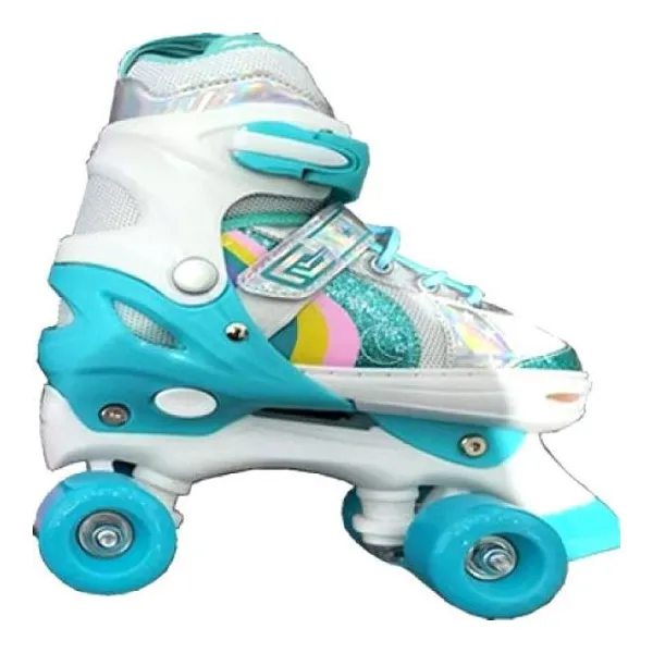 Patin celeste de 4 ruedas extensible. con freno delantero.