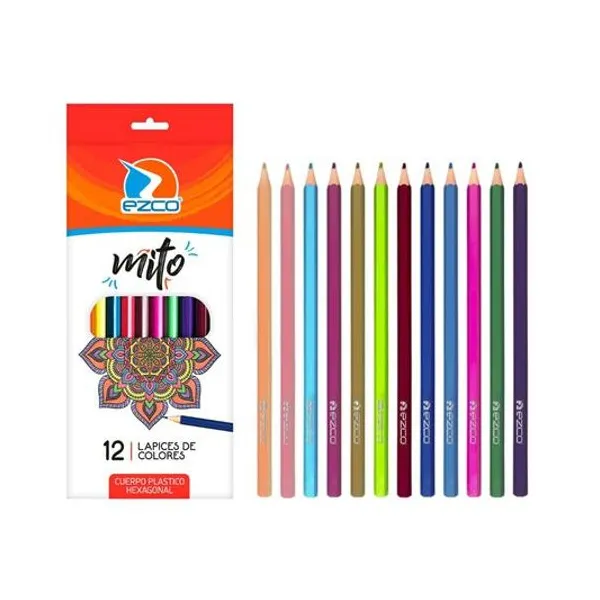 Lápiz de color mito caja x12 unidades largos Ezco