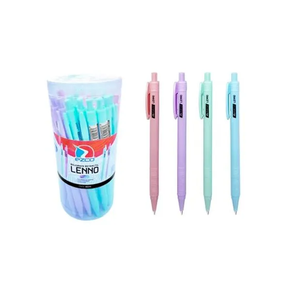 Bolígrafo retractil lenno 1 mm negro pote x36 Ezco
