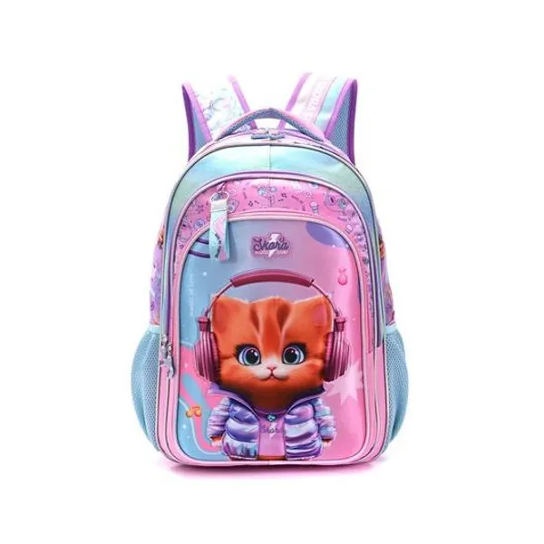 Mochila 18" espalda gatita colo con llaveros kora