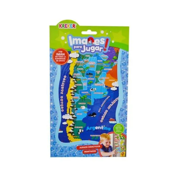 Imanes para jugar: mapa de argentina 24 piezas en blister 20x34 cm Kreker