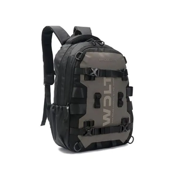 Mochila 18" espalda portenotebook gris con cinta para valijas wanderlust