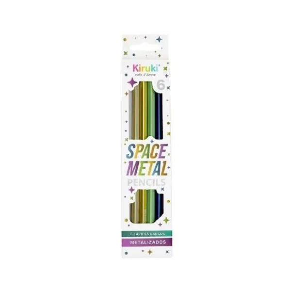 Lápices de colores kiruki metalizado largos madera x6 colores
