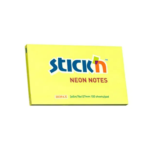 Notas adhesivas stick neon 76 x127 mmx 100 hs.amarillo