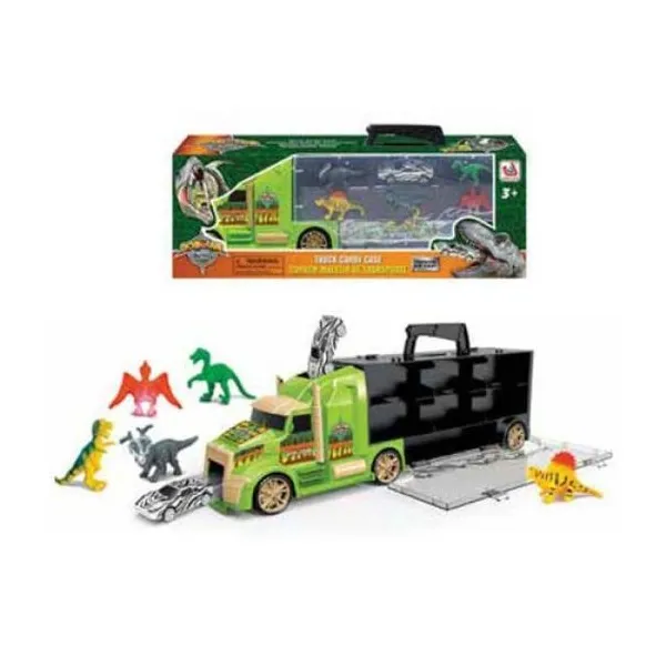 Camión maletin de dinosaurios. incluye 1 autito y 5 dinosaurios.