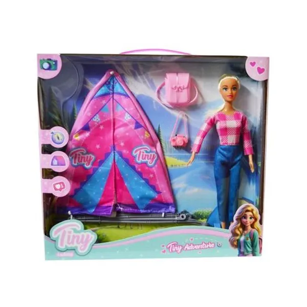 Muñeca Tiny camping con accesorios en caja 36x33x5 cm
