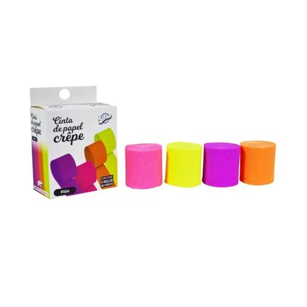 Cinta de papel crepe fluo caja x4 rollos de 4.5cmx10 mts Sifap
