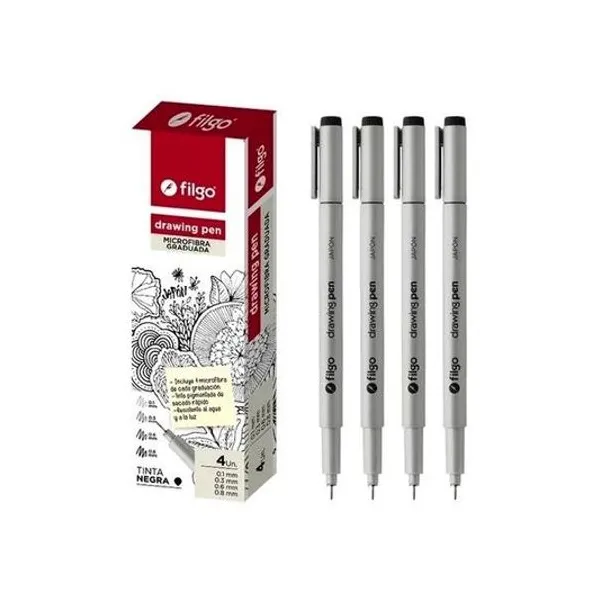 Microfibra al agua drawing pen trazos varios caja x4 f