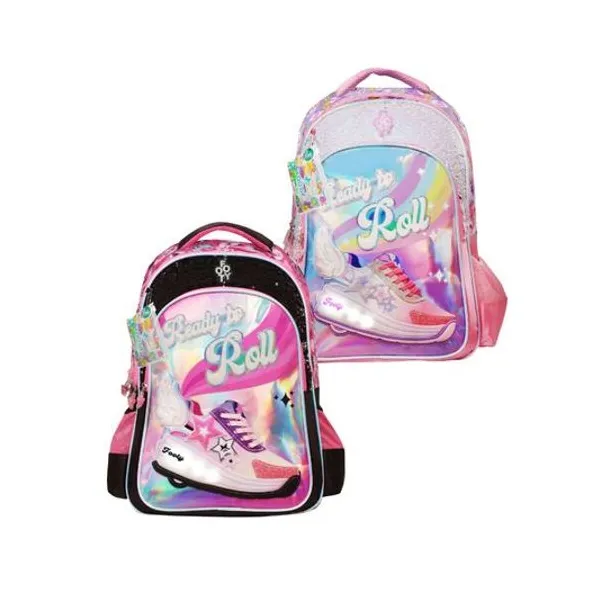 Mochila 18" espalda to roll con luz led x1 con bolígrafos colores surtidos footy