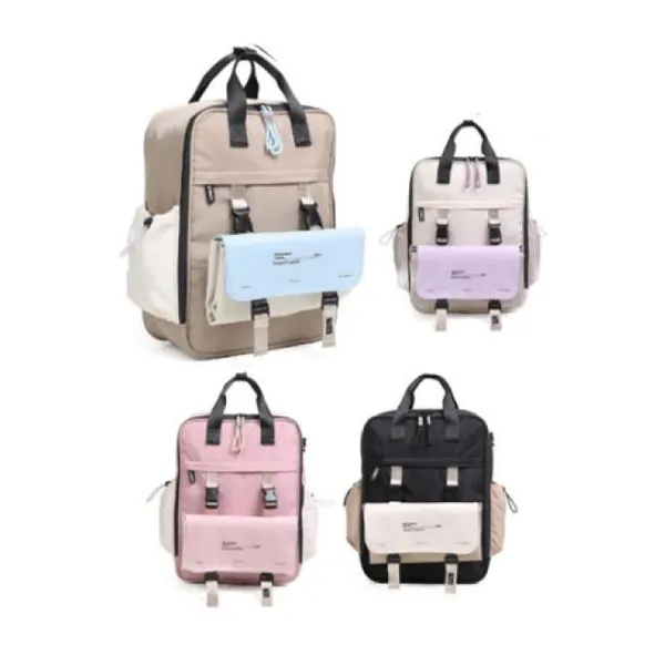 Mochila maternity explore (light blue-light purple-black-pale pink)