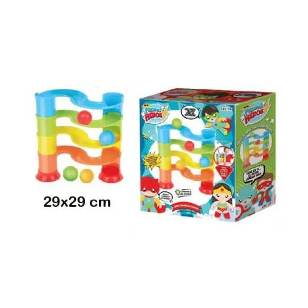 Super tobogan de colores. pista plástica de 3 niveles para armar con pelotas