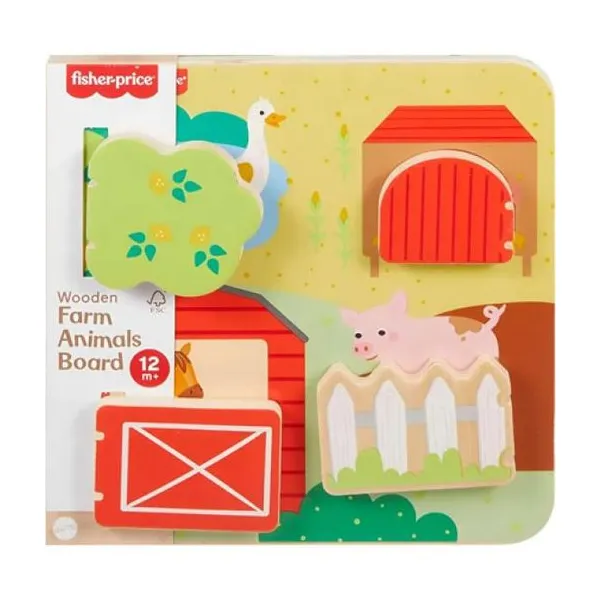 Tablero fisher price granja de animales de madera