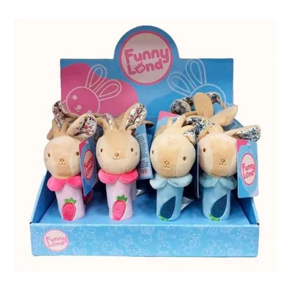 Peluche sonajero con chirriador conejo en display box