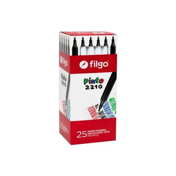 Marcador escolar Pinto 2210 2.0 mm negro caja x25 Filgo