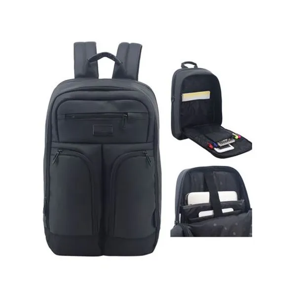 Mochila 18" espalda portanotebook negra expandible con cinta para carry on unicross