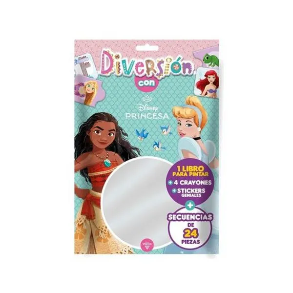 Libro para pintar con juego diversion con princesas en blister 15.5x23 cm
