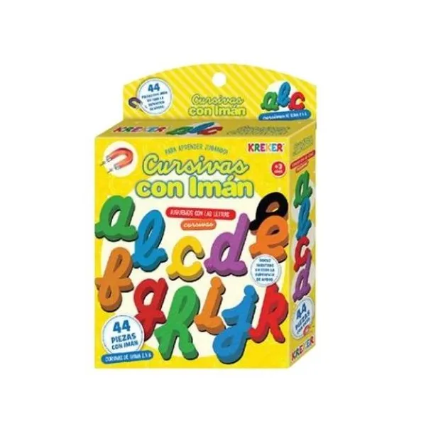 Letras abc Kreker goma eva cursiva con imán cj.x 44 unid.