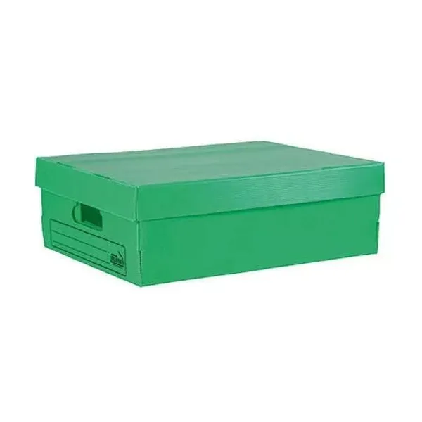 Caja plástico microc.plana n.° 801 con tapa verde 45x35x15 cm