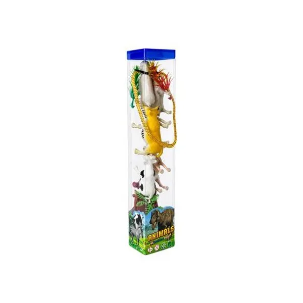 Set de animales de granja x6 con accesorios en tubo 5x5x29 cm