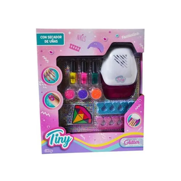 Set de manicuria infantil Tiny con secador a pila en caja 26x31x6 cm