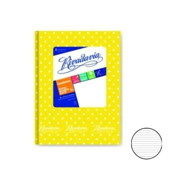 Cuaderno 16x21 rayado t/d lunar amarill 50h Rivadavia