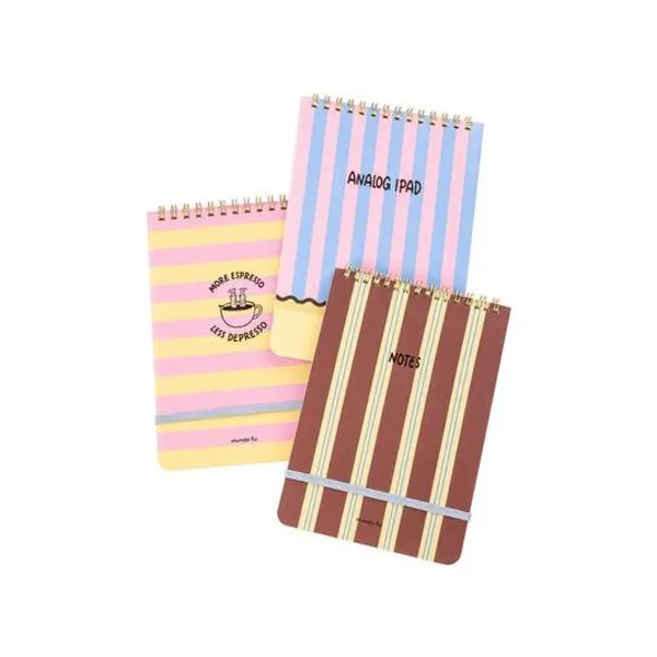 Libreta 14.8x21 cm rayada 50h con espiral coffe x1 modelos surtidos mundo fw