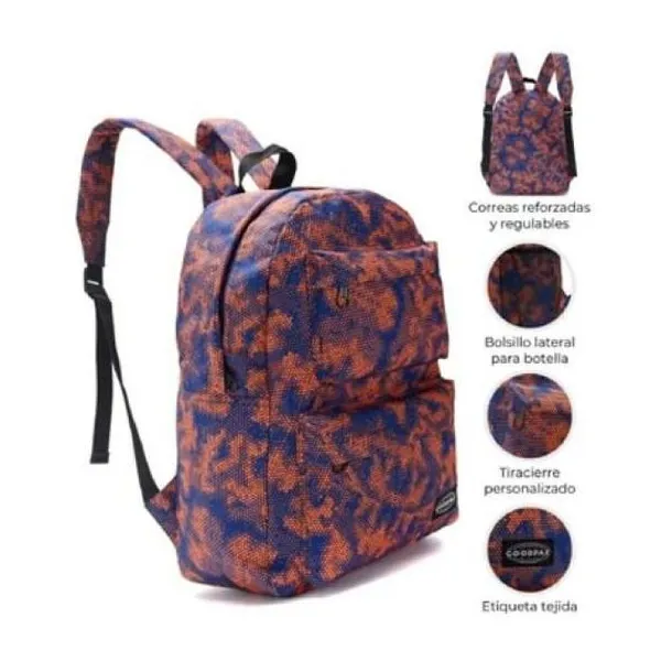 Mochila goodpak 2 bolsillos delanteros print mandala 43 x30 x17, 17
