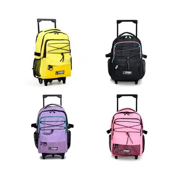 Mochila 18" con carro fluor elasticos x unidad colores surtidos chimola