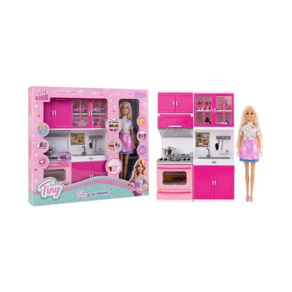 Muñeca Tiny y su cocina con luz y sonido en caja 38x34x8 cm