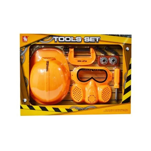 Set de herramientas 7 piezas con casco en caja 44x32x7 cm