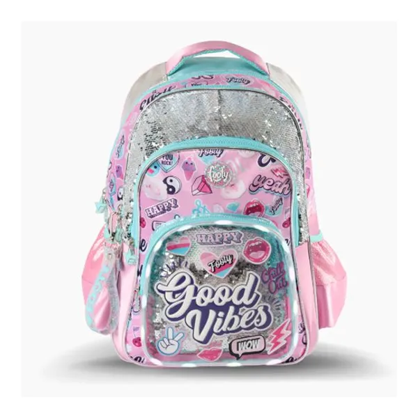 Mochila espalda 18" footy good vibes con luz